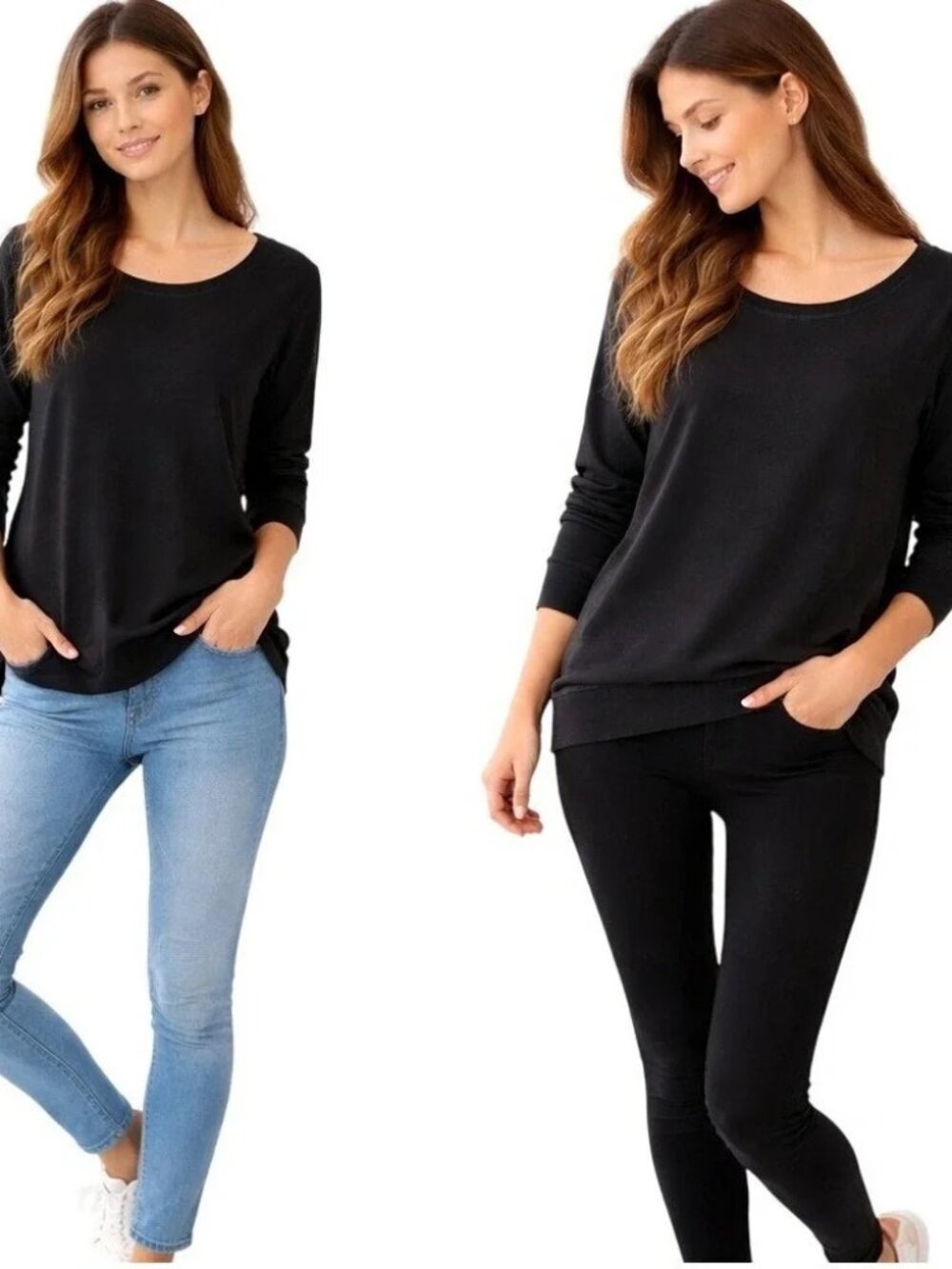 Pact Black Scoop Neck Long Sleeve Organic Cotton Top